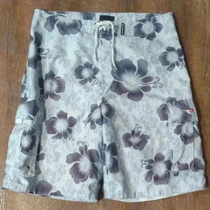 Men's‎ Airwalk blue Hawaiian print swim trunks size large (34)